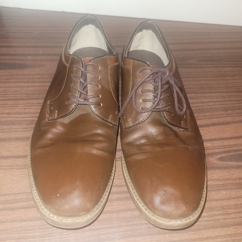 JF J.Ferrar Mens Kent Brown Tan Oxford Shoes Lace-up Size 9.5M - Used - Picture 3 of 8